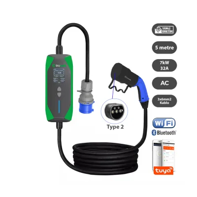 TRUWATT 7kW 32A Monofaz Tip-2 Elektrikli Araç Şarj Cihazı